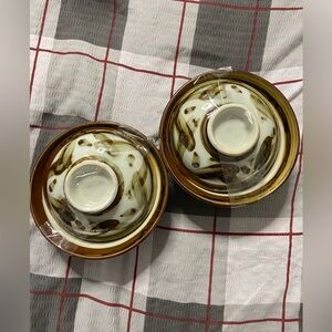 2SET Japanese Vintage Pottery CHAWAN BOWL w/ Lid